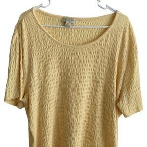 Appleseeds Womens Top Short Sleeves Sz 1X Cotton Blend Yellow